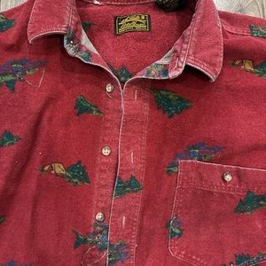 Vintage 90s Eddie Bauer Button Up Camping Work Shirt Lined Flannel USA XL Red